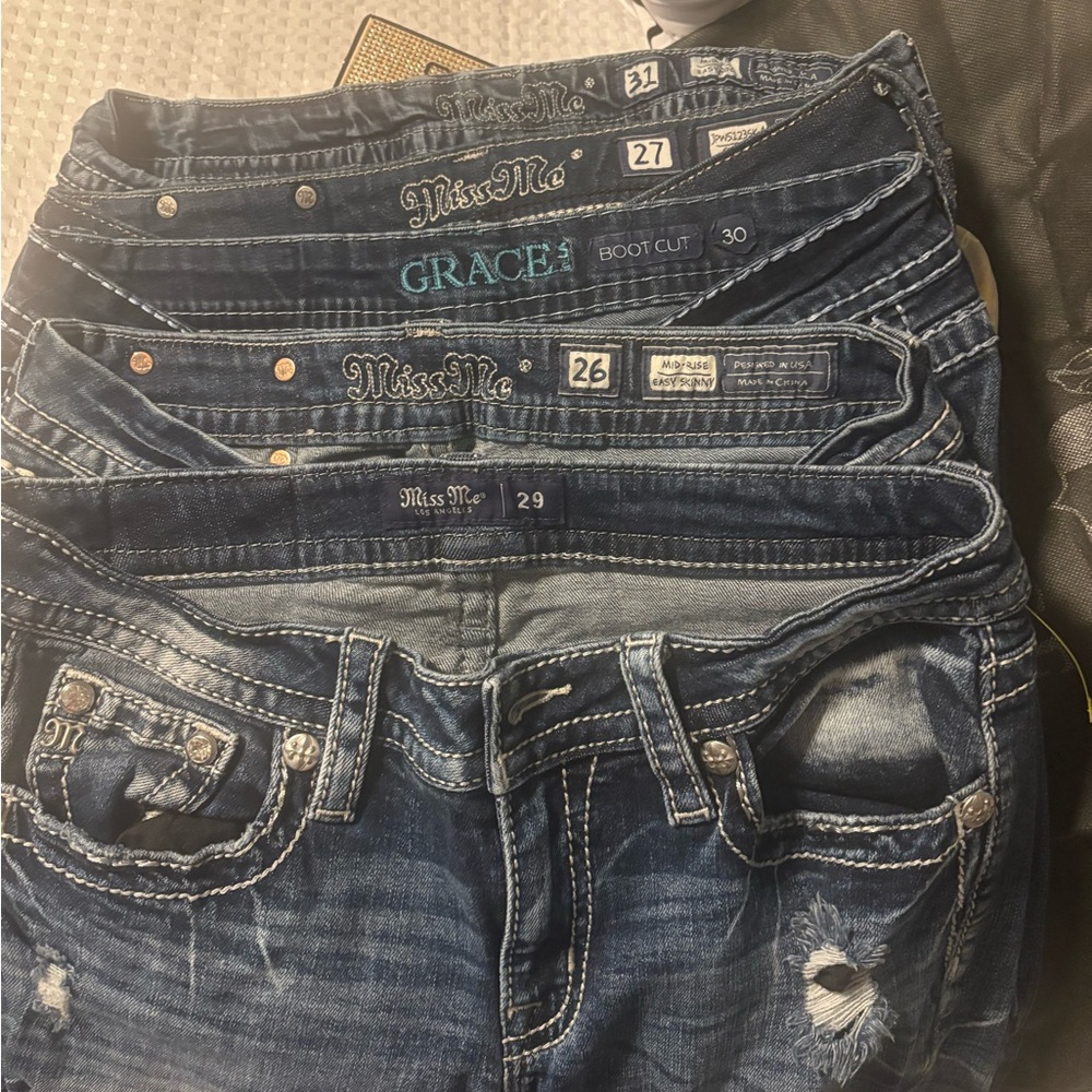 Miss Me Women's Distressed Blue Boot Cut Jeans